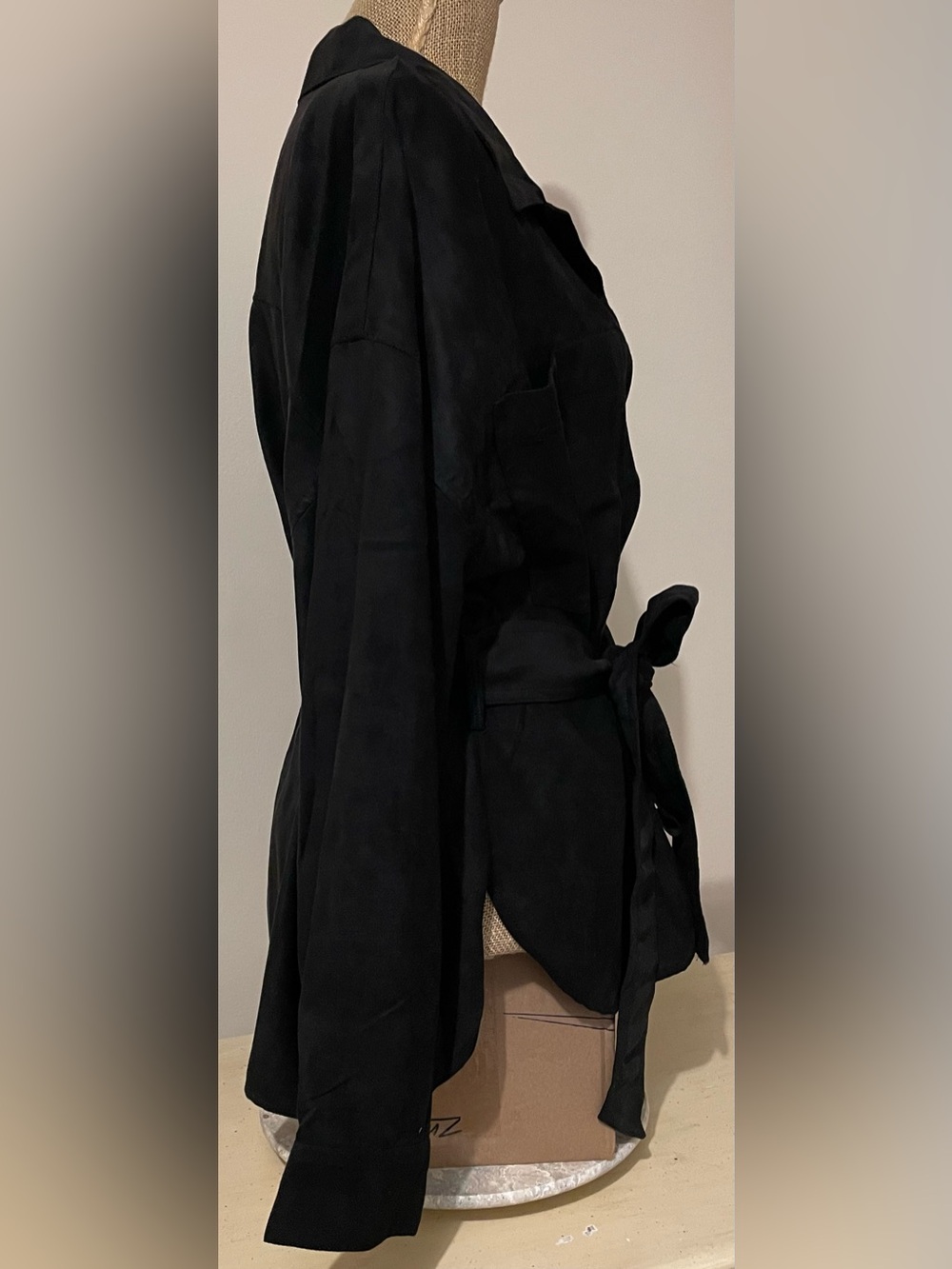 Banana Republic Vegan Suede Black XL Jacket/Shirt with Belt - Picture 5 of 10